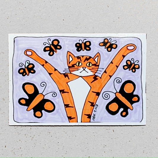 Superpussy and the Orange Butterflies Magnet