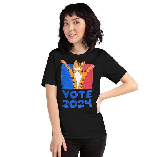 Vote 2024 Cat T-shirt | Unisex | Short-sleeve | Cat Ladies | Cat Dads